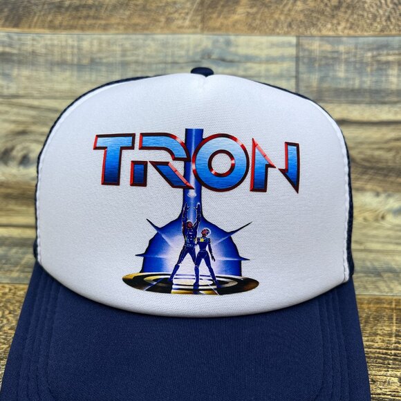 Tron Unisex Trucker Hat Blue Snapback 80s Sci-Fi Cult Classic Movie Ball Cap - Picture 3 of 5